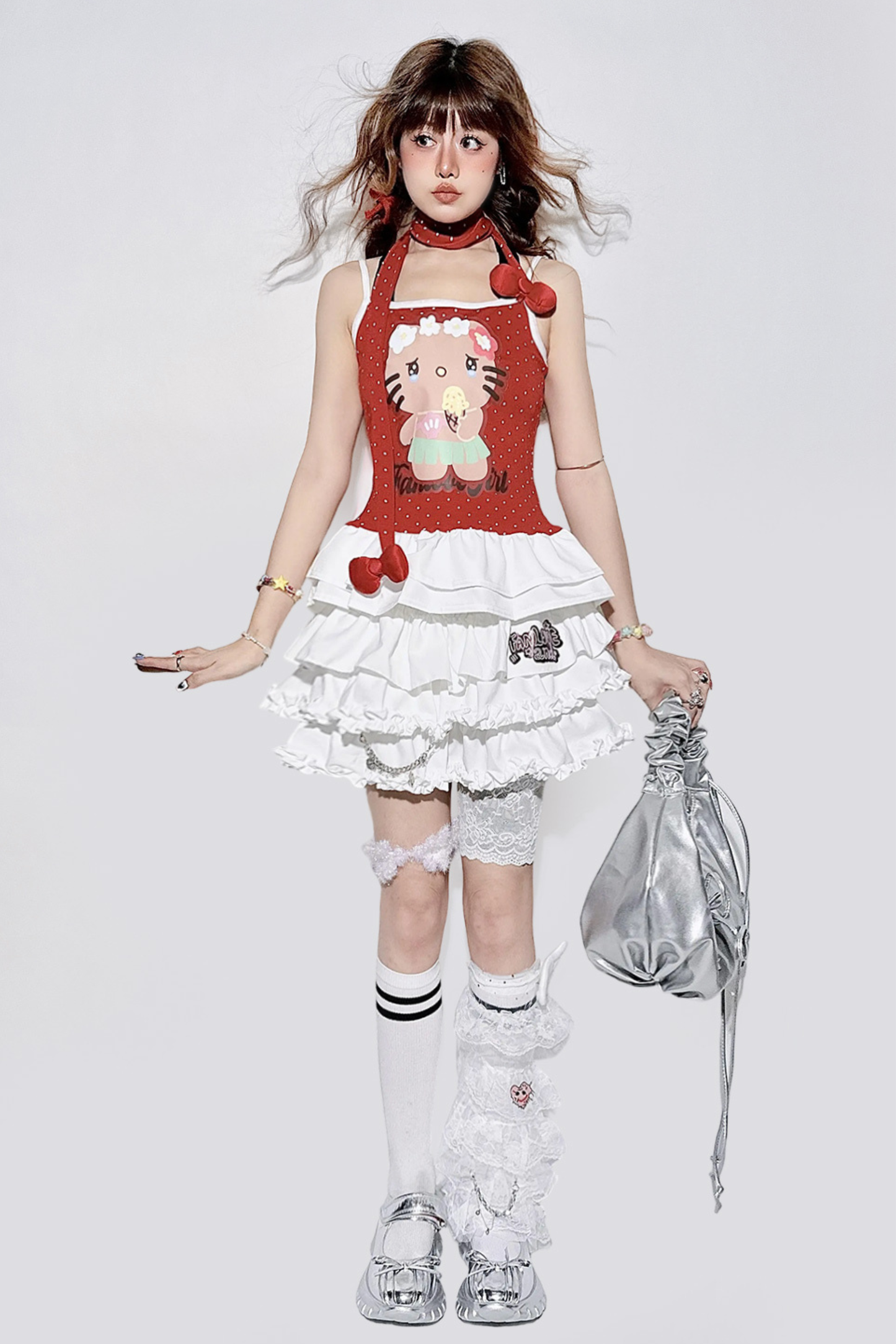Ruffle Tiered Skirt + Waist Chain + Sock Cover