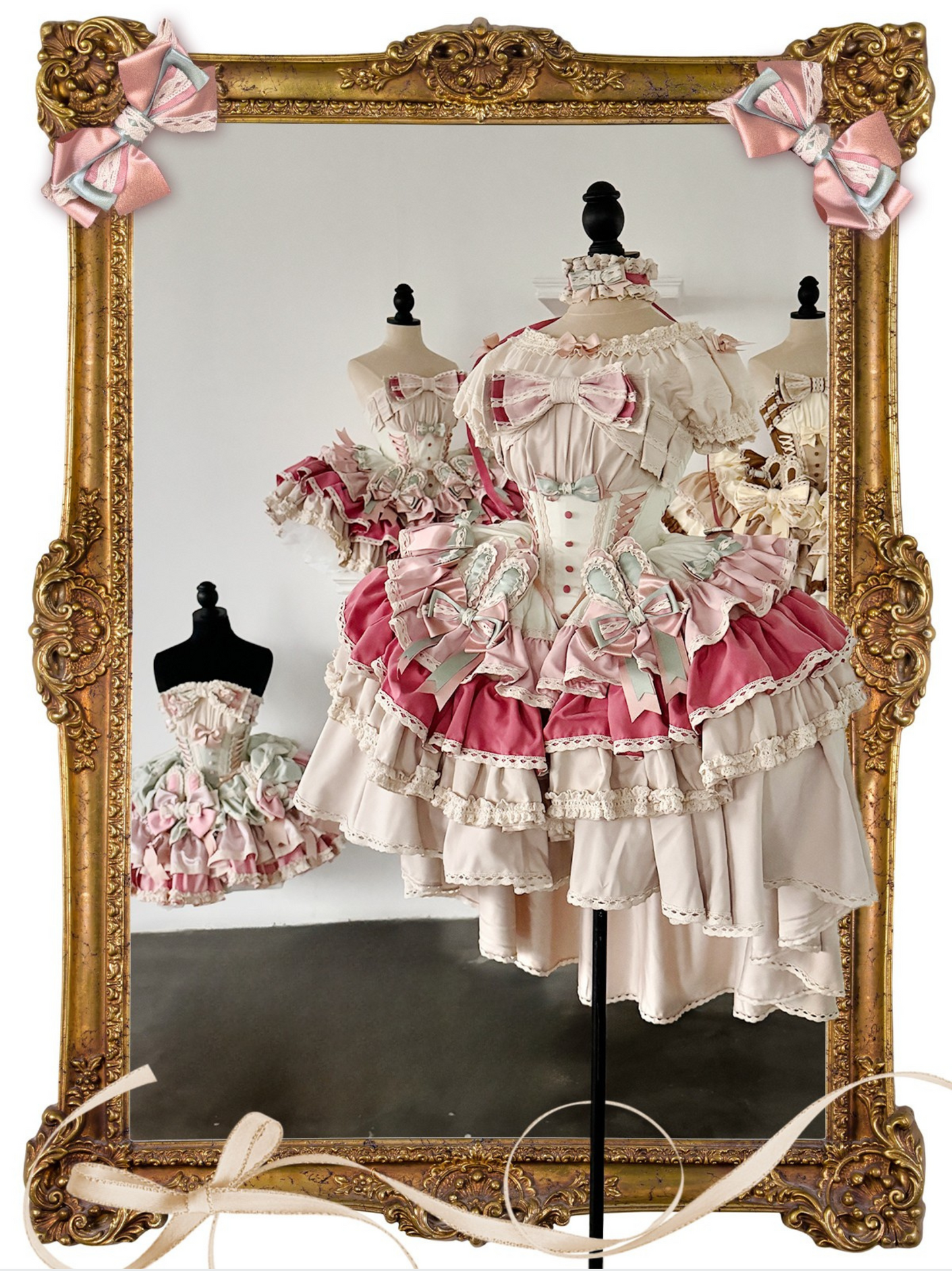 [pre-order] Ribbon Bunny Antique Version Bustier Dress + Inner Top + Complete Accessories