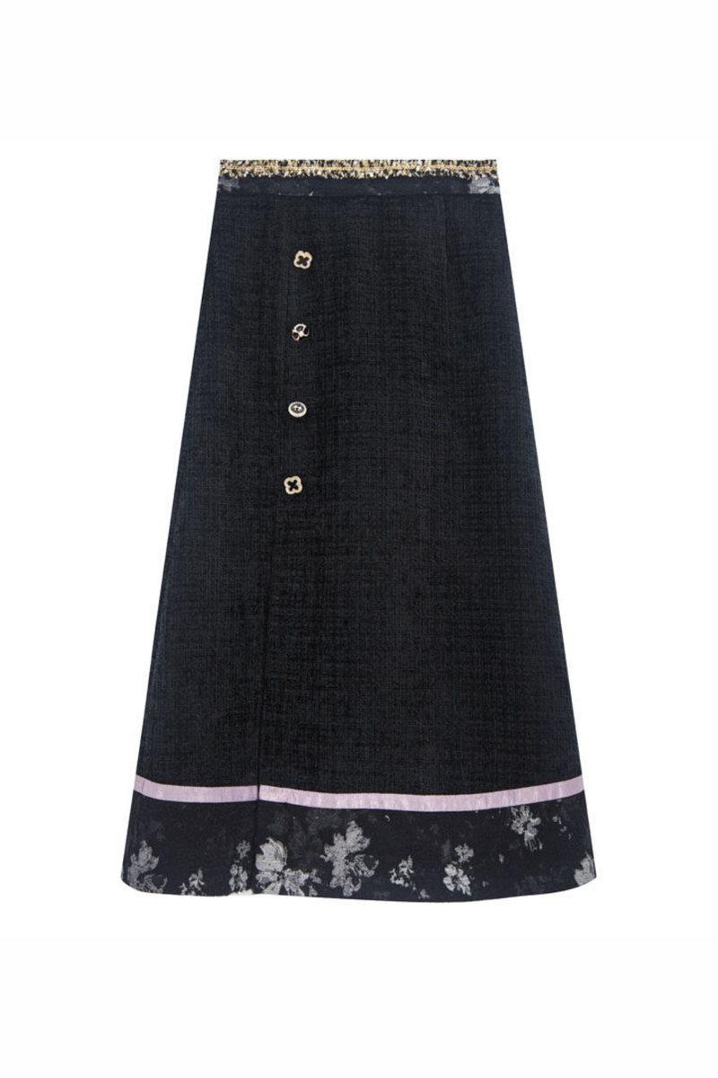 Butterfly Ink Dot Jacket + Top + Long Skirt + Brooch
