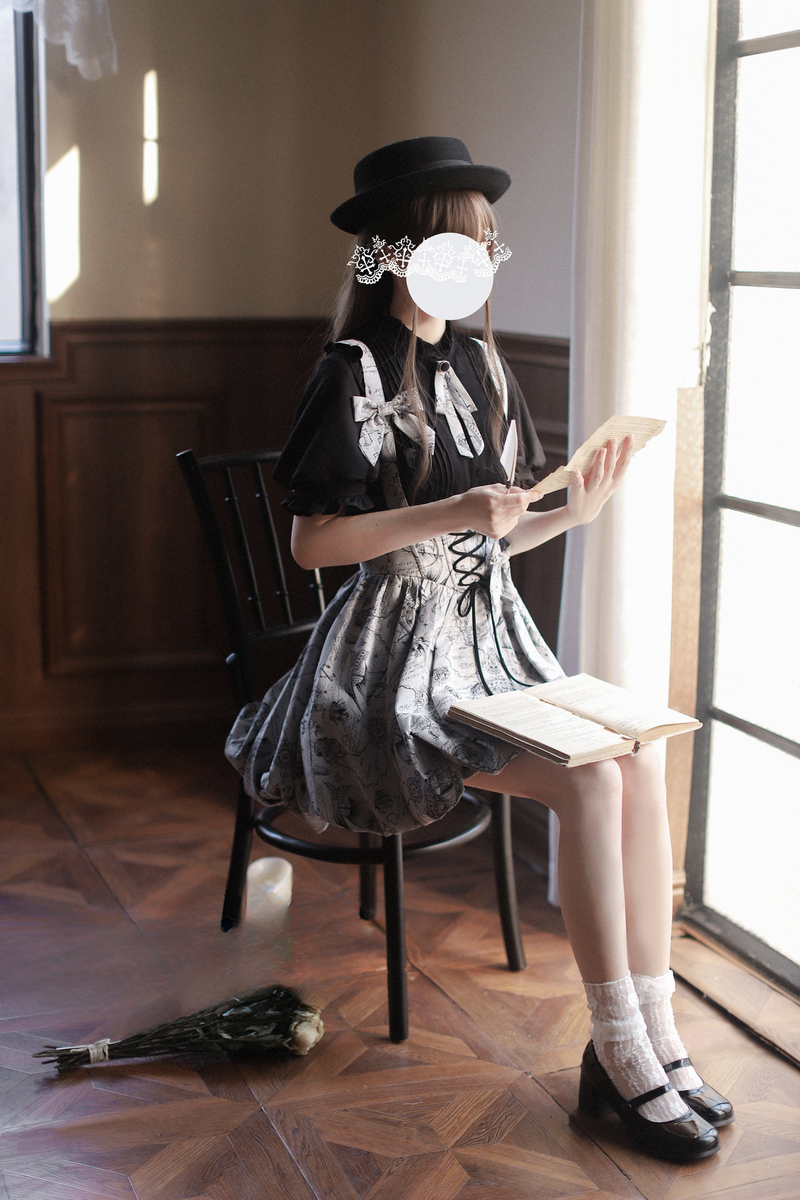 [pre-order] Retro Suspender Skirt + Shirt + Ribbon Necktie + Ribbon