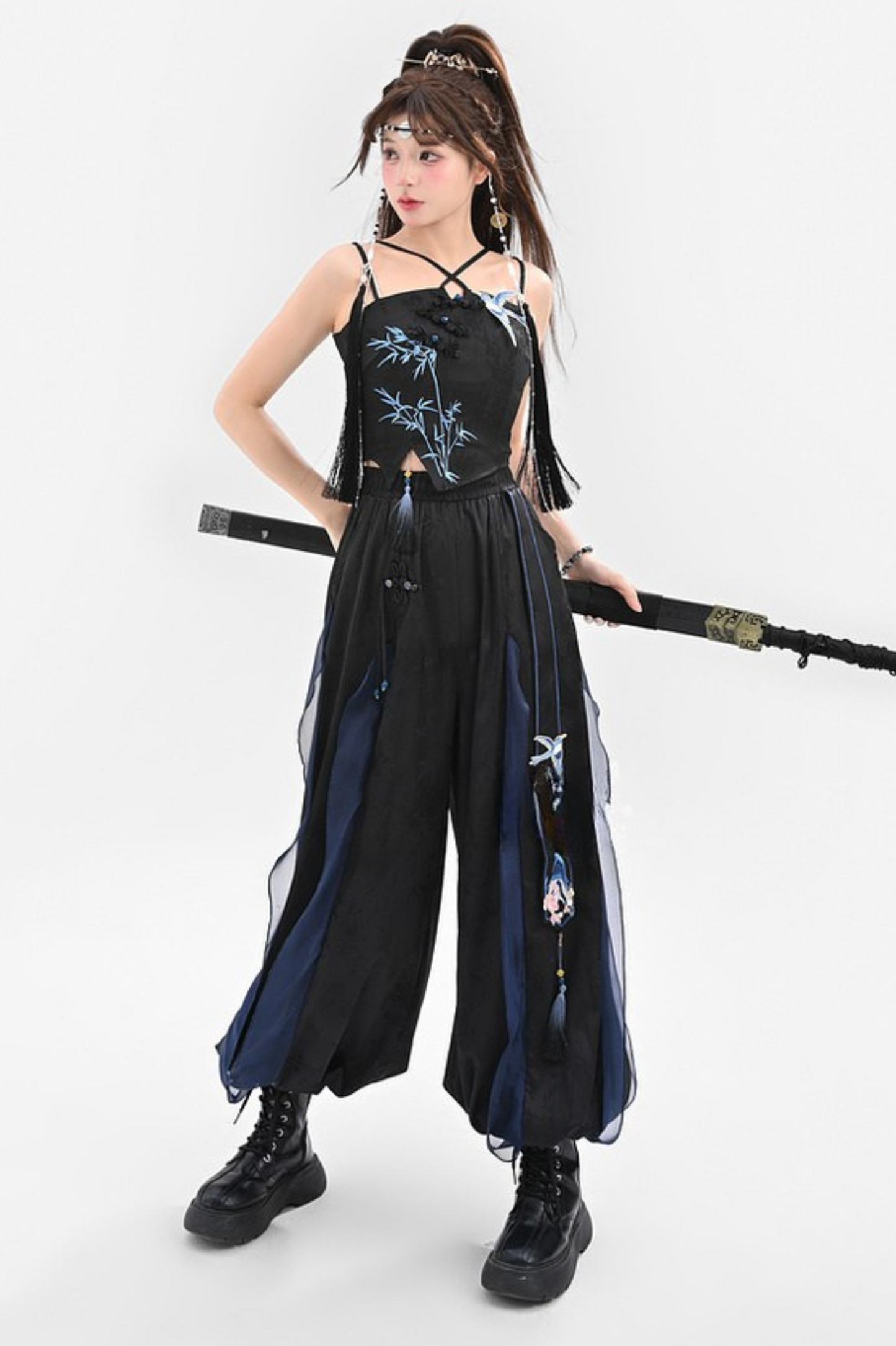 Chinese-style Design Mode Jacket + Shirt + Pants + Camisole