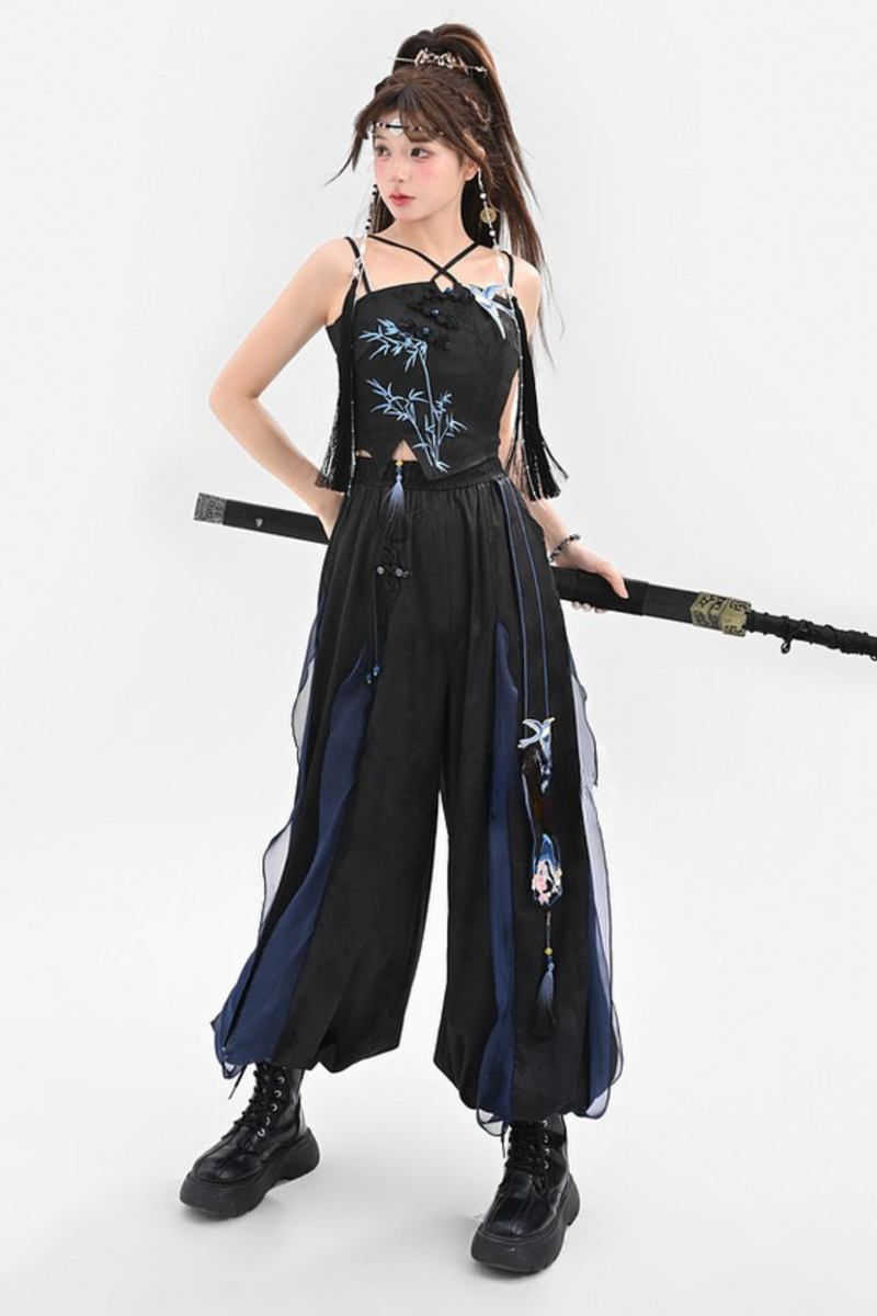 Chinese-style Design Mode Jacket + Shirt + Pants + Camisole