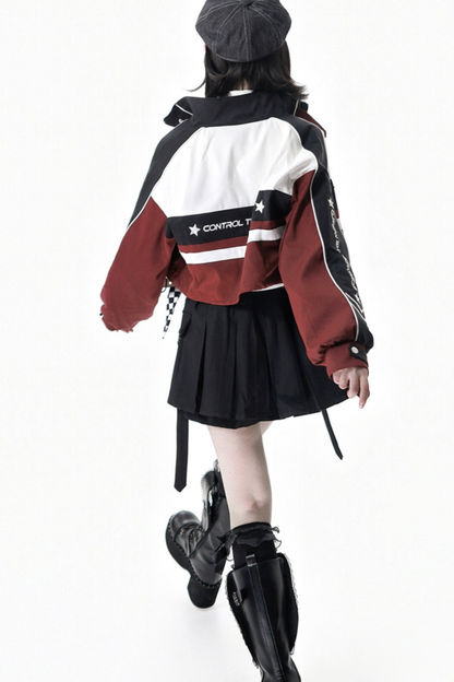 Biker Jacket + Shirt With Tie + Skirt + Belt