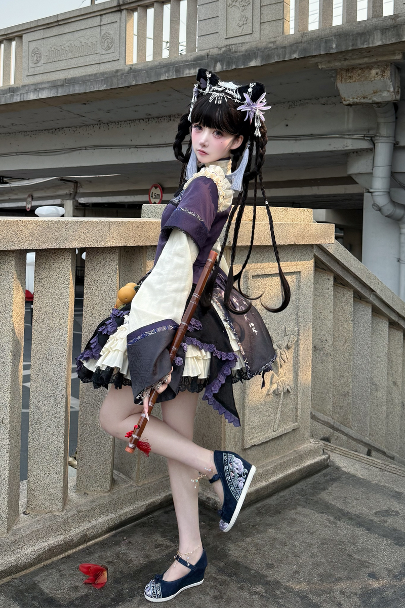 Chinese-style Girl Lolita Tops+skirt+headband+clip
