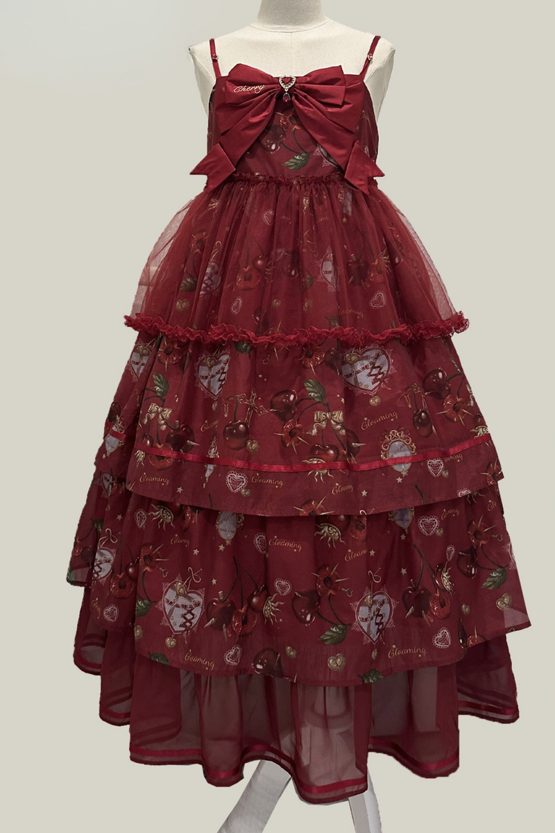 Retro Antique Cherry Sweet Lolita Dress + Jumper Skirt