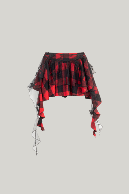 Playful Color Devil Loose Block Top + Checkered Skirt