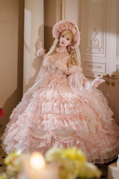 Sweet Flower Tea Party Lolita Accessory Hat + Veil + Necklace + Gloves + Scepter