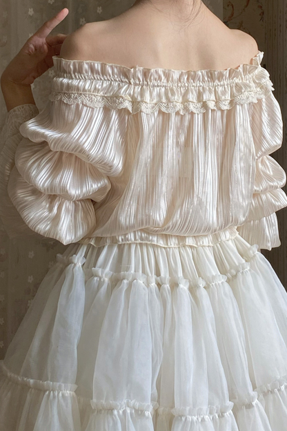 Chiffon Off Shoulder Sheer Top