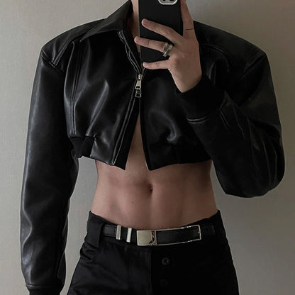 Leather Cropped Jacket
