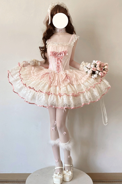 Sweet Girly Lolita Ballet Jumper Dress