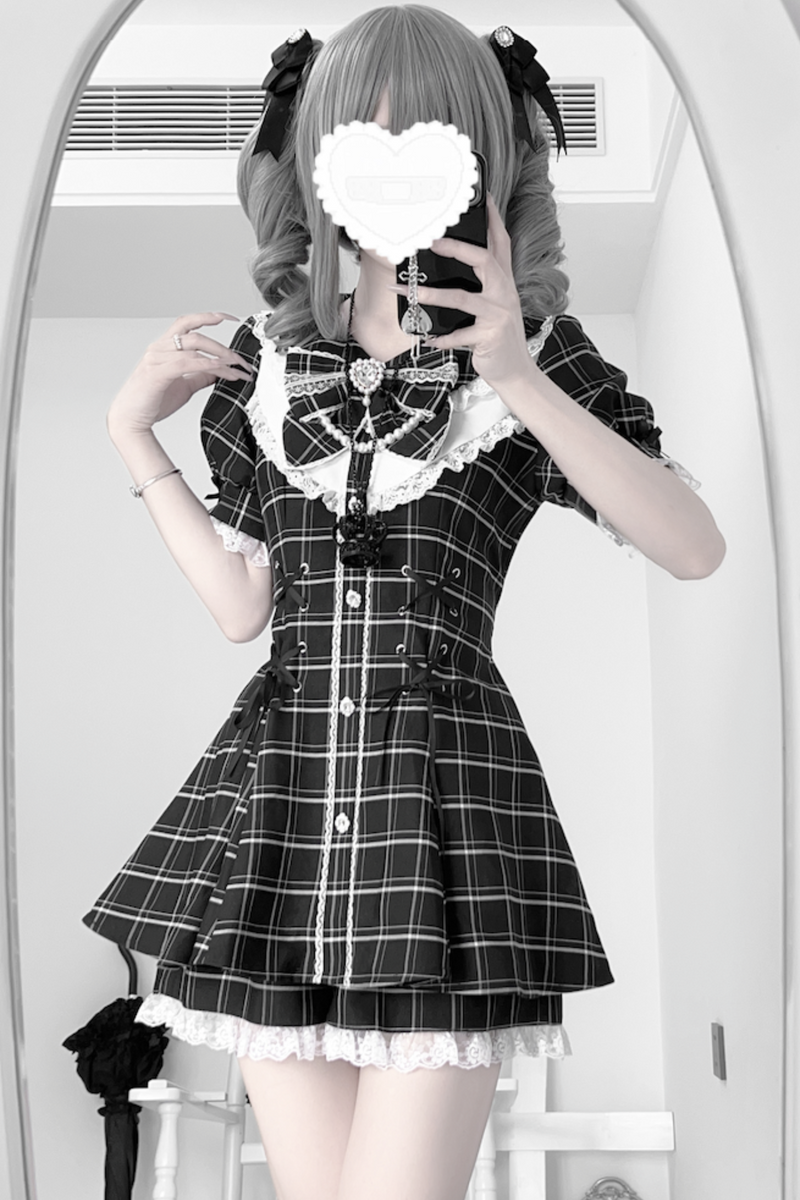 Ribbon Puff Sleeve Top + Inner Pants
