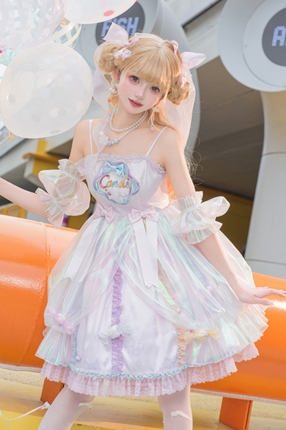 Candy Pop Balloon Lolita Jumperskirt + Pearl Necklace