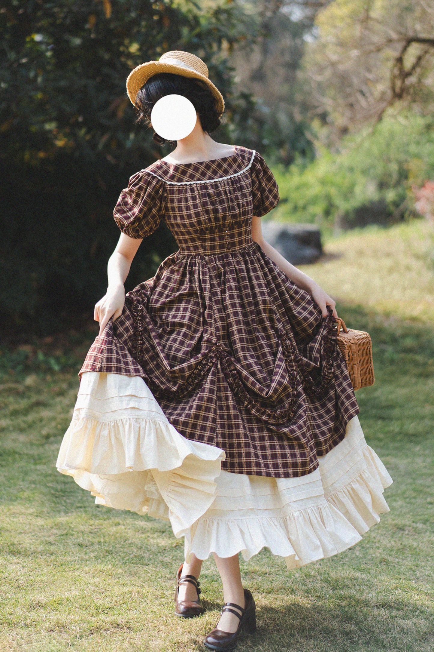 Forest Ward Retro Plaid Lolita Dress + Petticoat