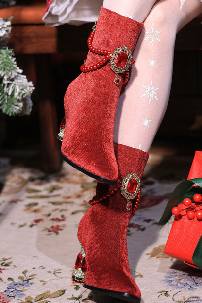 Gemstone Bow Lolita Boots