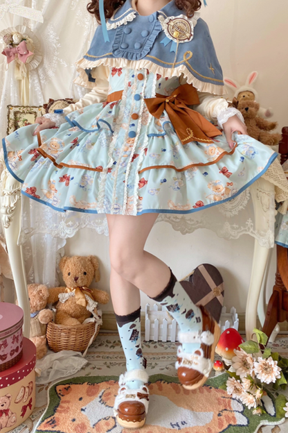 Seaside Bear Tea Party Lolita Dress + Cape