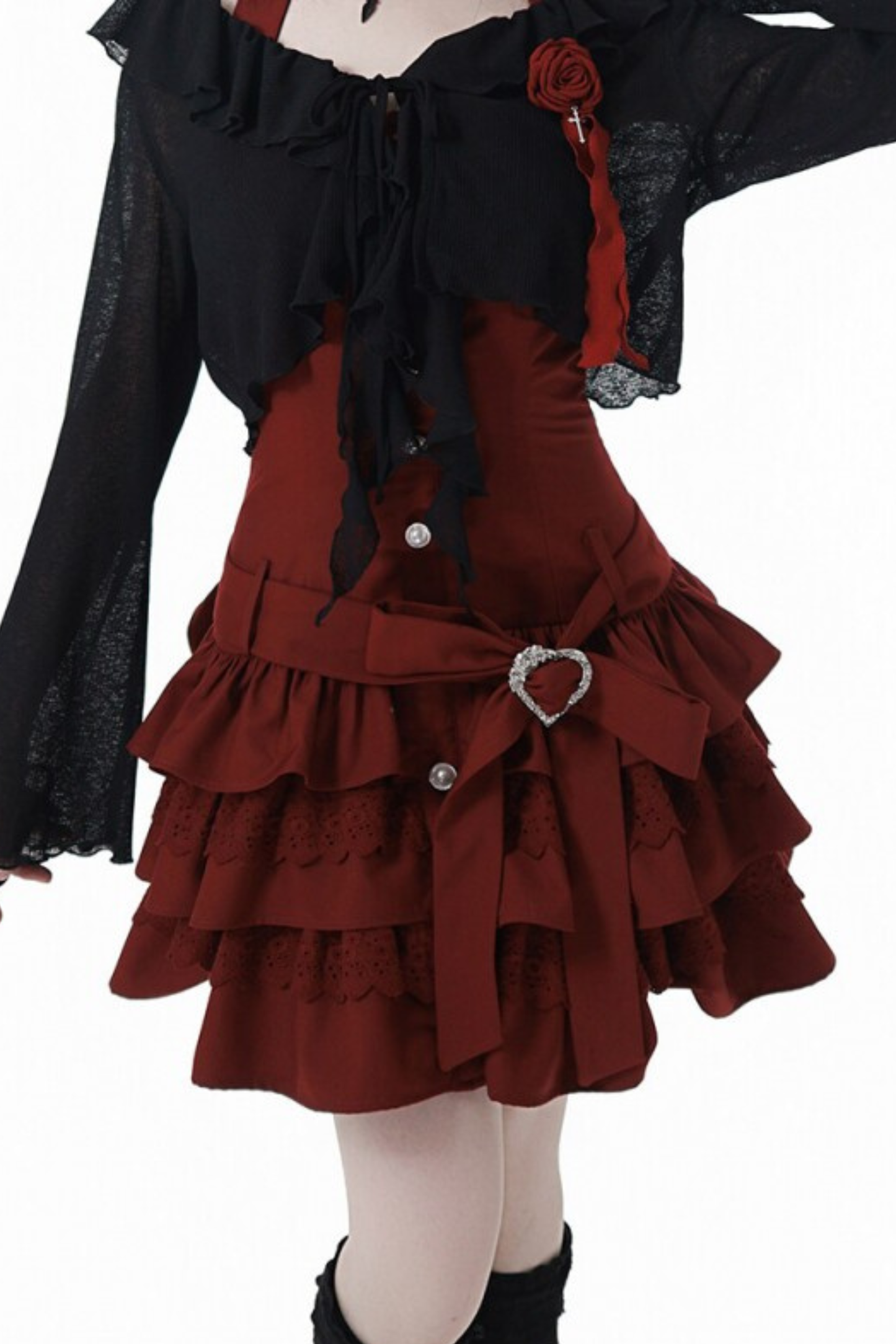 Rose Flower Lace Cardigan + Dress + Corsage