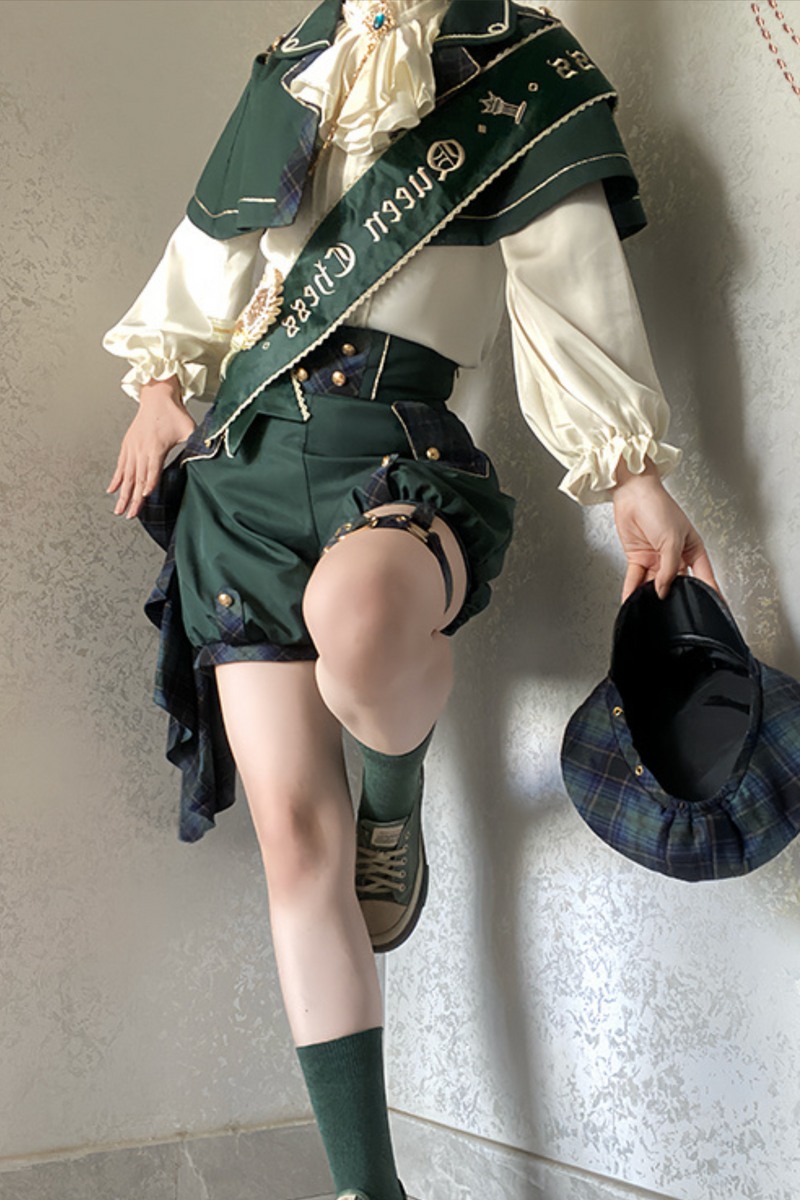 Lolita Prince Blouse + Shorts + Checkered Casquette