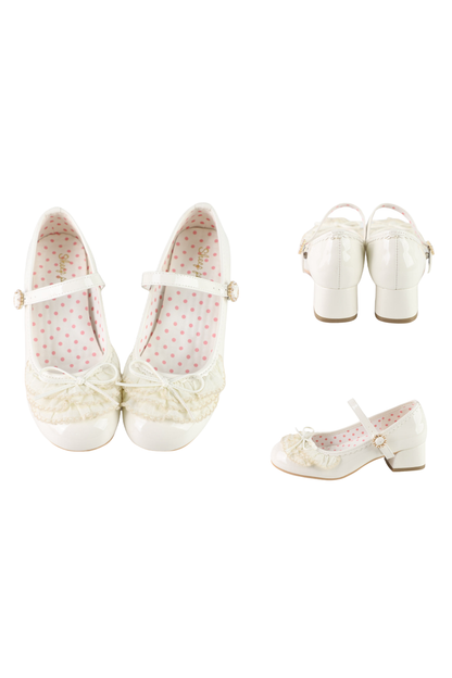 Satin Lace Bow Mary Jane Shoes