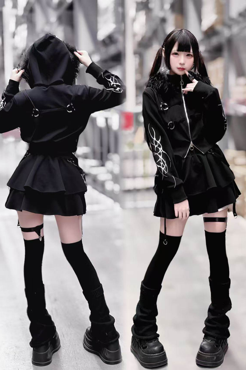 Gothic Print Jacket + Skirt