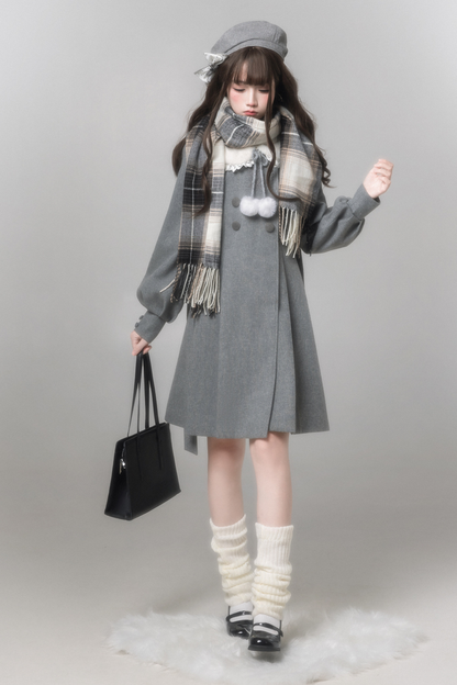 Sweet Flared Coat + Skirt + Shirt + Beret