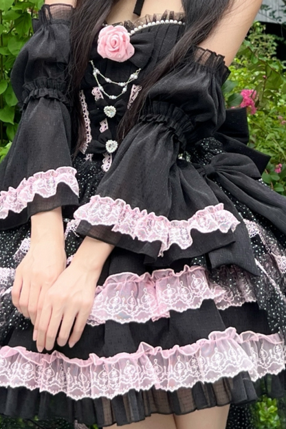 Tube Top Lolita Dress + Sleeves + Head Accessory
