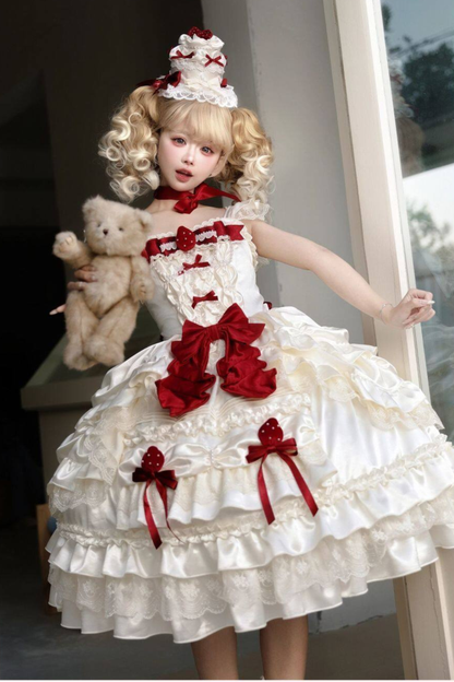 Sweet Pure Lolita Dress + Tail + Ribbon