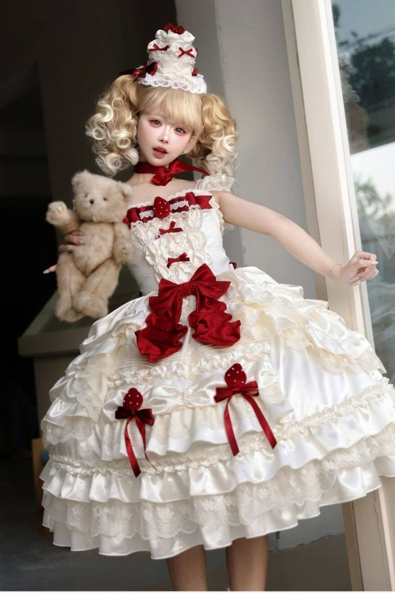 Sweet Pure Lolita Dress + Tail + Ribbon