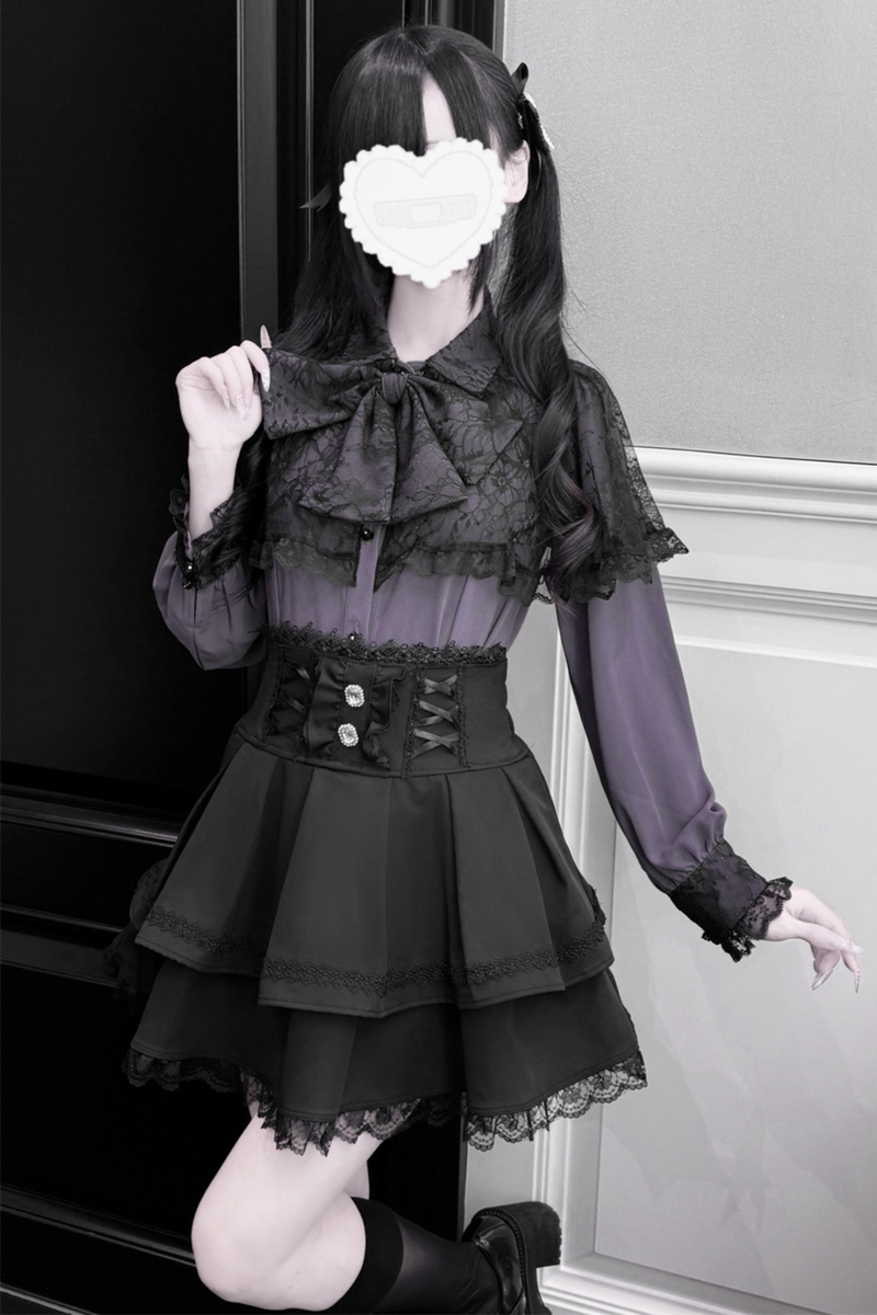 Dark Moon Shadow Cloak Veil Shirt + Skirt