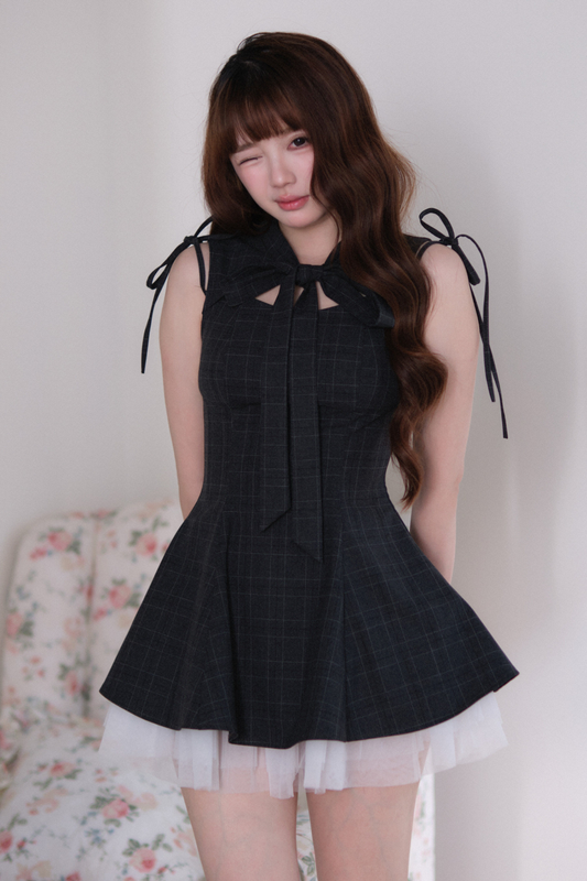 Plaid Layered Hem Sleeveless Dress