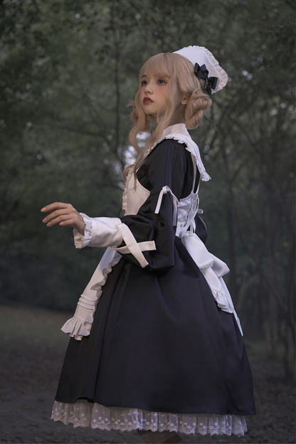 Lantern Angel Maid Lolita Dress + Apron + Detachable Collar