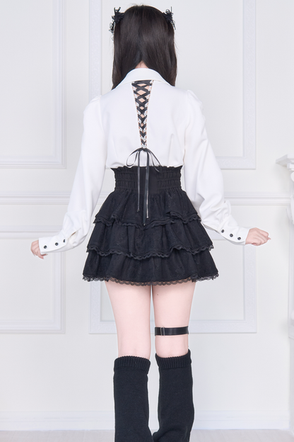 Cross Embroidery Shirt + Skirt