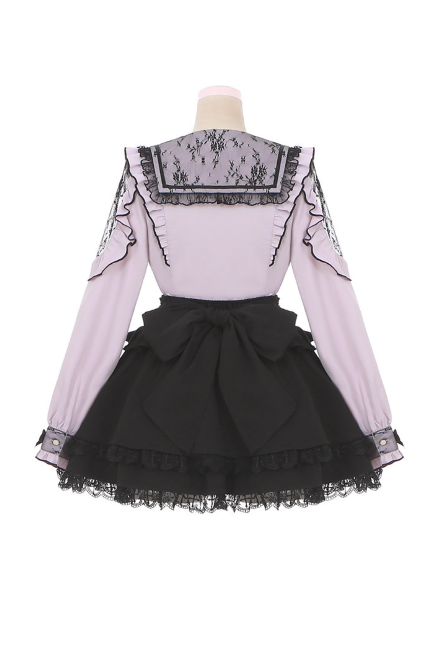 Lace Dark Shirt + Flare Skirt