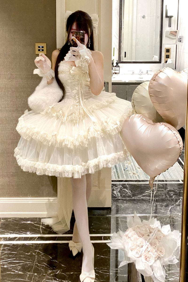 Ribbon Halter Neck Slim Lolita Dress
