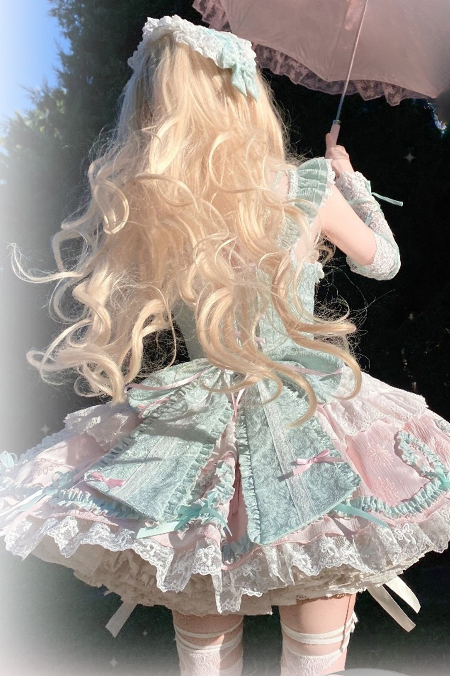 Butterfly Princess Lolita Dress + Petticoat + Clip + Ruffle Sleeve Shirt