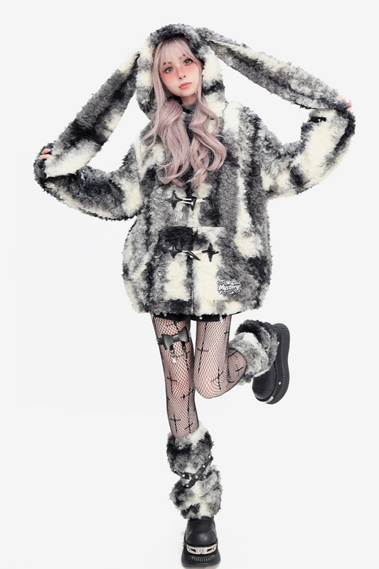 Bunny Mode Hooded Coat + Fur Leg Covers