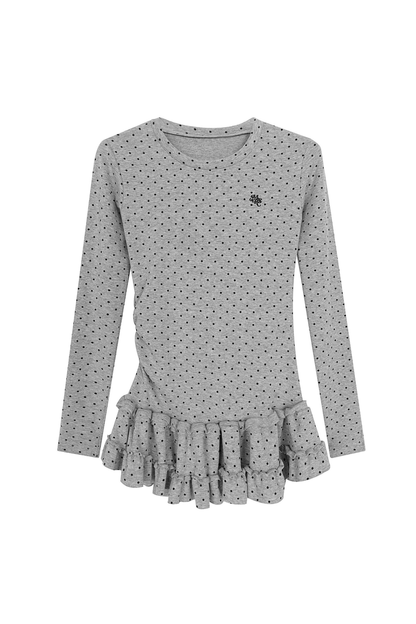 Polka Dot Slim Frill Top