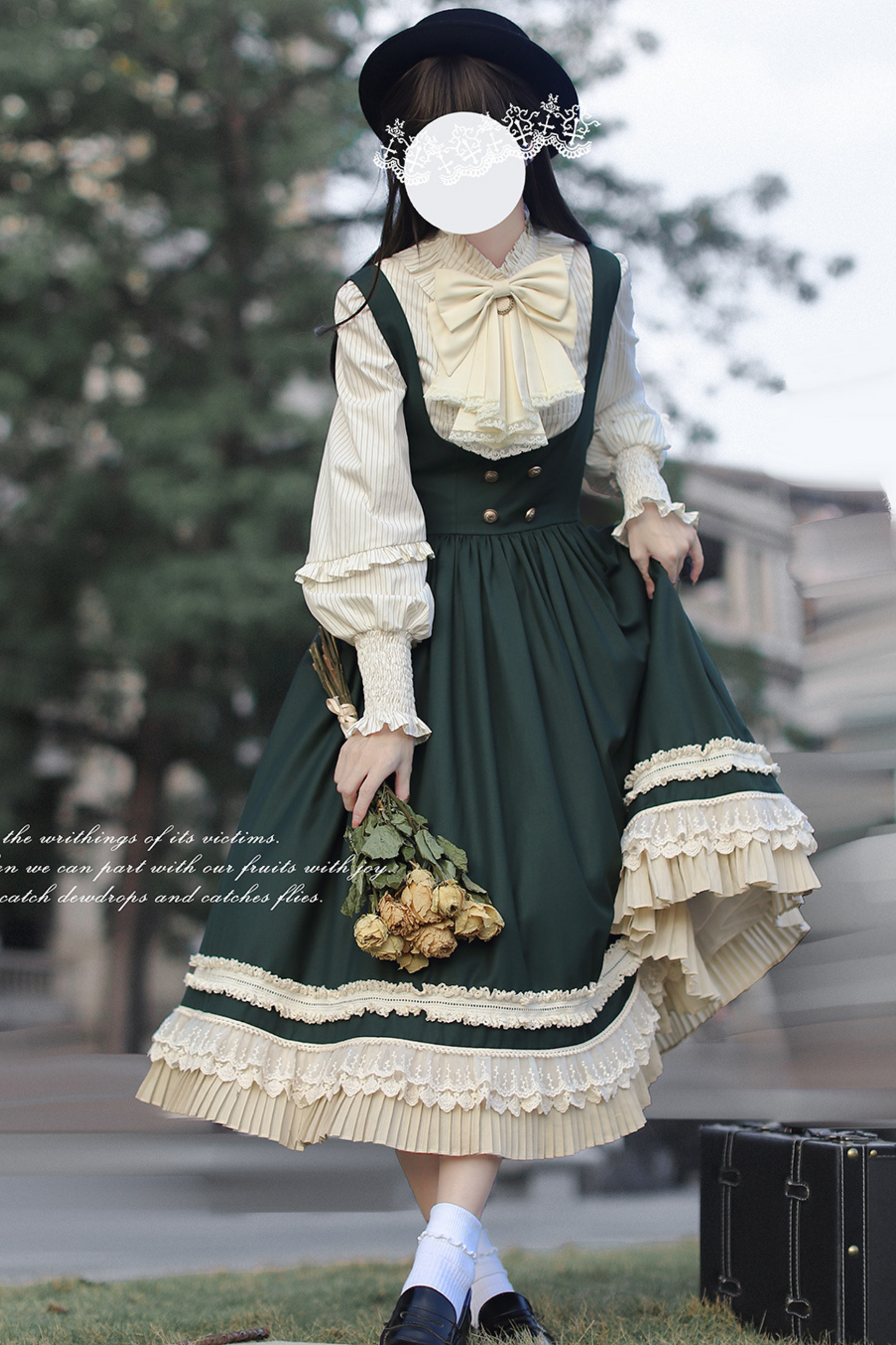 [pre-order] Retro Academia Jumper Skirt + Striped Shirt + Hooded Cape + Short Jacket + Collar + Brooch