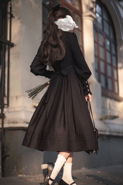 [pre-order] Black Swan Retro Two-tone Dress
