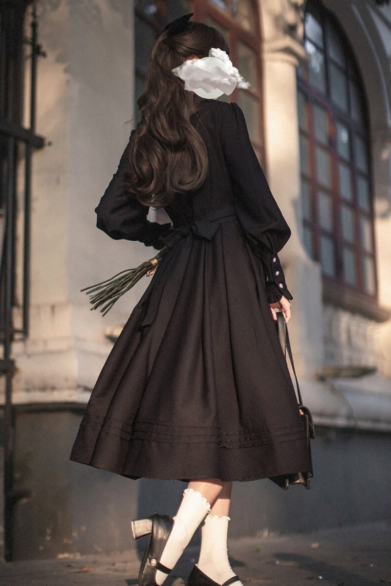 [pre-order] Black Swan Retro Two-tone Dress