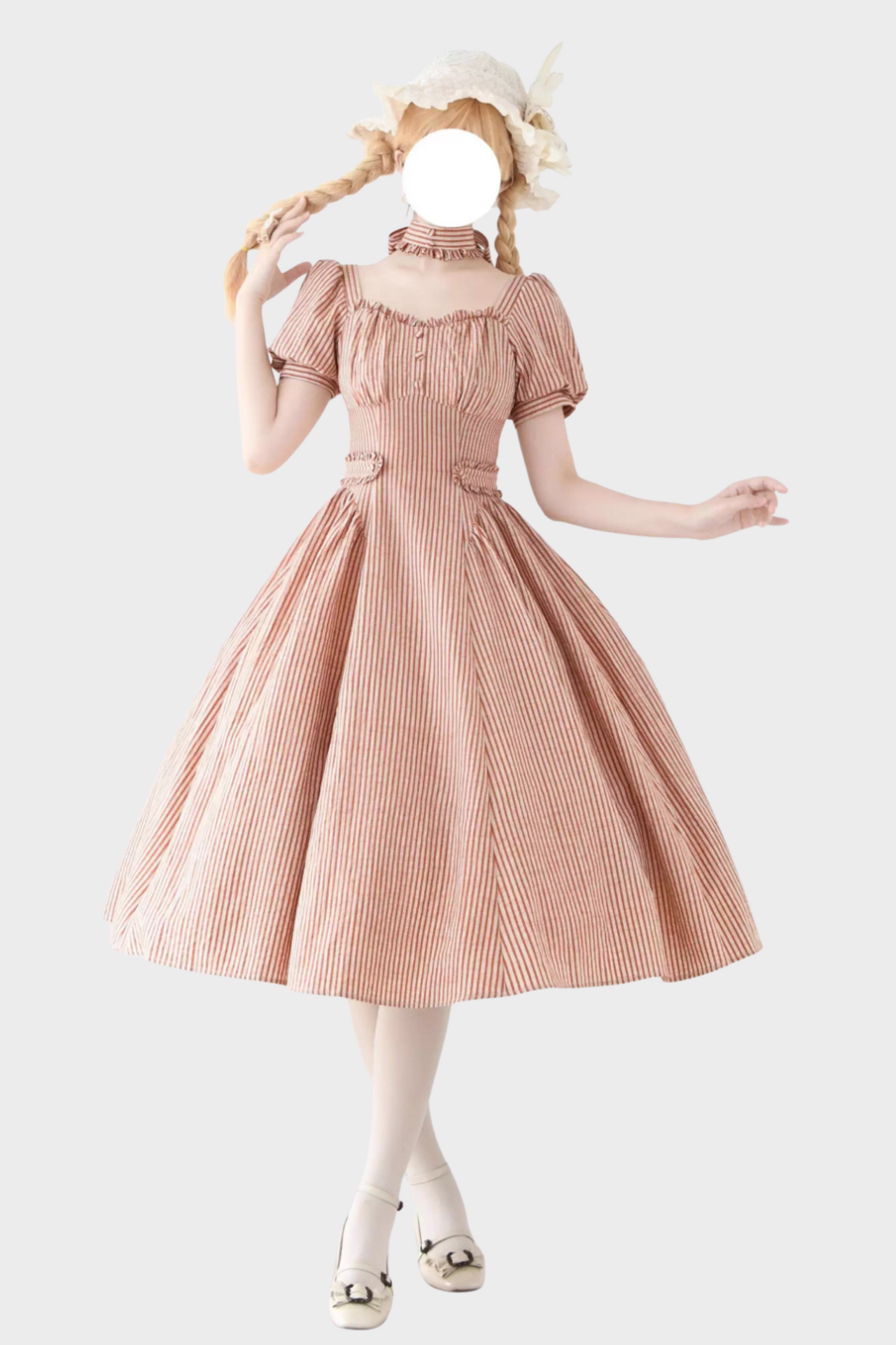 [pre-order] Retro French Classic Cotton & Linen Striped Dress