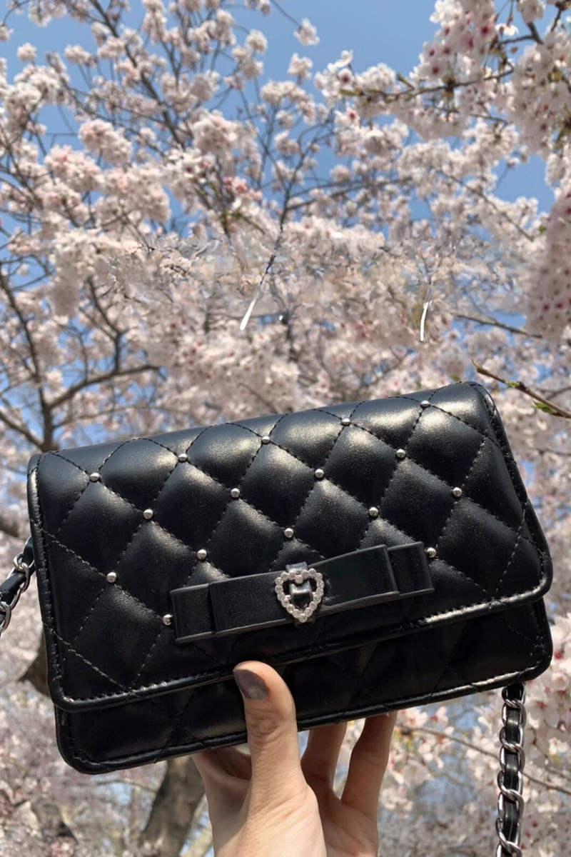 Rhinestone Bow Chain Bag