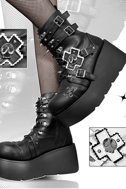 Punk Cat Small Skull Boots