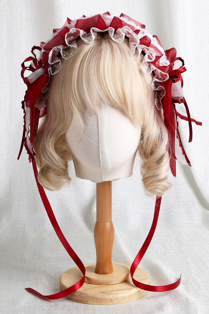 Rose Lace Lolita Bonnet + Hat + Hairband + Clip Hat + Crown