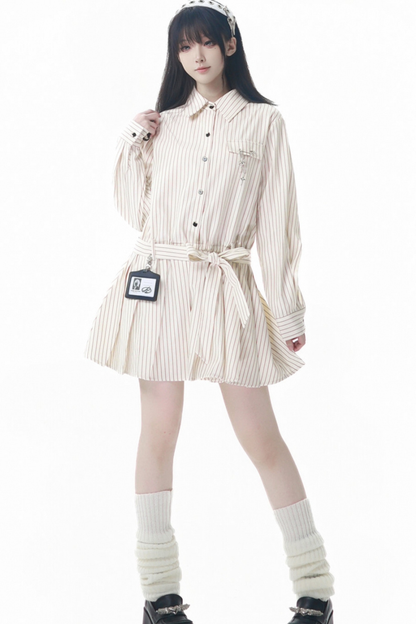 Maple Trench Coat + Hooded Top + Checkered Skirt + Shirt Dress