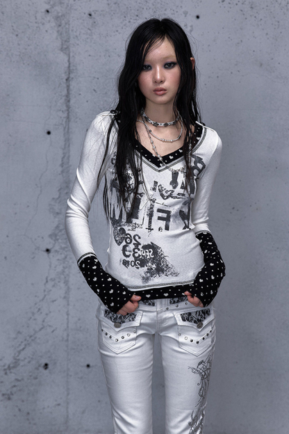 Retro Dark Patchwork Top