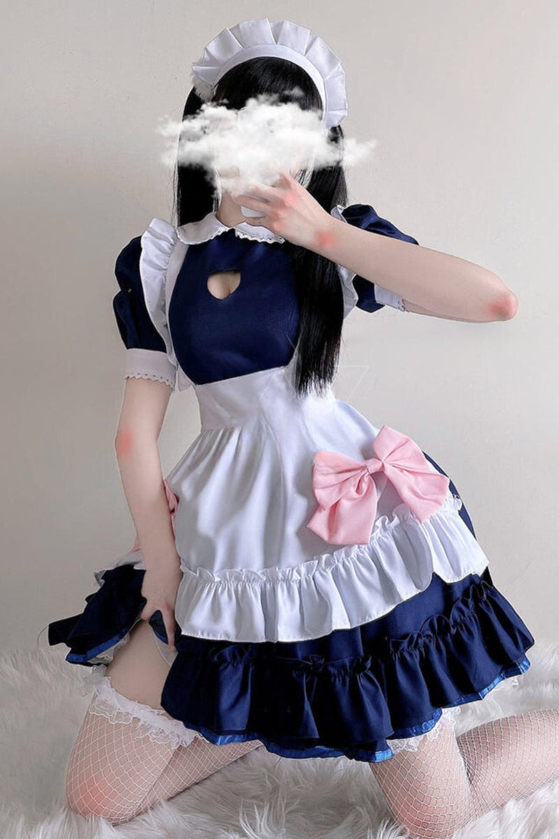 Pink Blue Loli Maid Cosplay Dress Set
