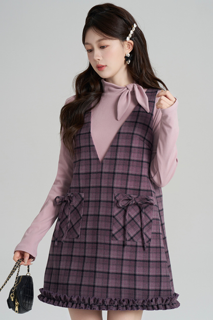 Purple Plaid Ruffle Dress + Top