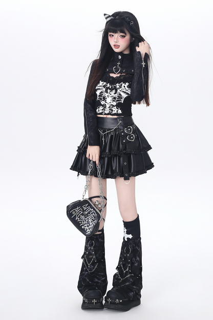 Dark Girl Two-piece Top + Skirt + Leg Warmers
