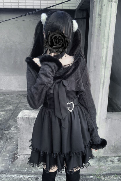 Jirai Suspender Skirt + Short Cardigan