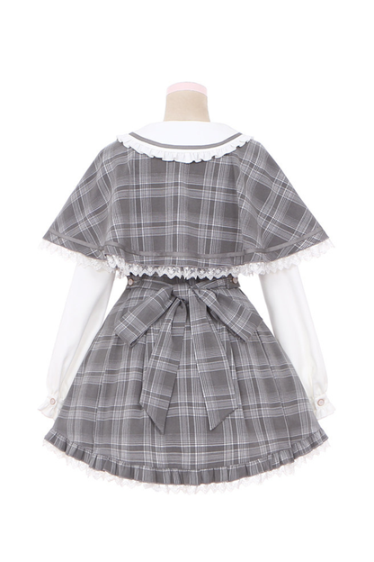 Plaid Sweet Cape Design Dress